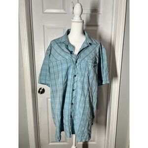Magellan Sportswear Fishing Shirt XXL Blue Plaid Vented Quick Dry Outdoor